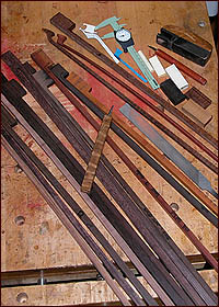 Varieties of prodigious experience... bow wood, fossil ivory and tools.